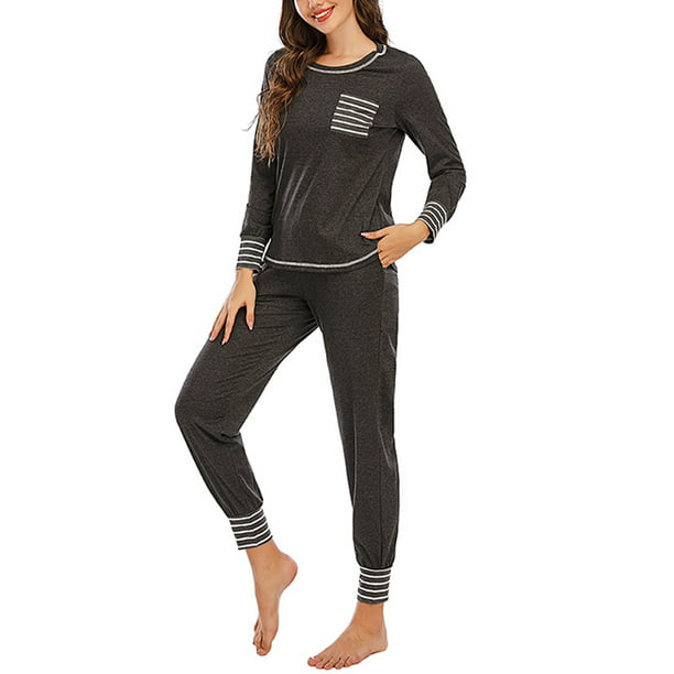 Details about  / Women Knitted Long Sleeve Hooded Tops and Elastic Waist Long Pants 2 Piece Suits